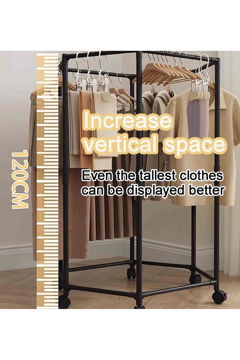 Aideli Clothes Rack with Wheel, Portable Clothing Racks for Hanging Clothes, Bold Hexagon Multi Functional Garment Rack for Bedroom, Living Room - Image 5