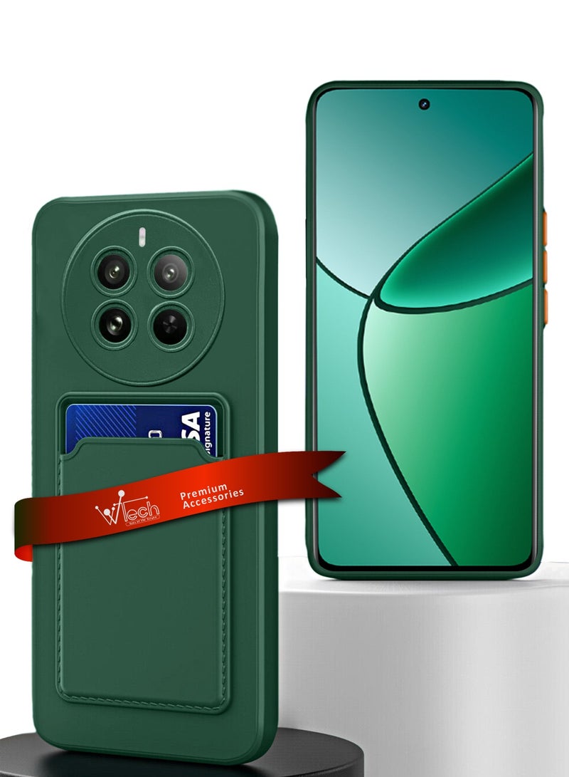 Wtech Silicone TPU With Card Holder Case Cover For Realme 12+ / 12 Plus 5G 2024 Dark Green - Image 1