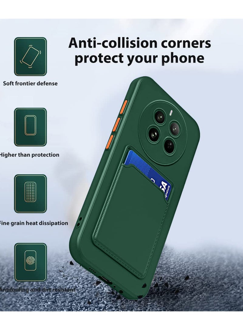 Wtech Silicone TPU With Card Holder Case Cover For Realme 12+ / 12 Plus 5G 2024 Dark Green - Image 2