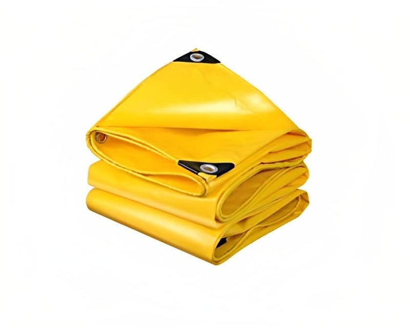 SR 12FT X 10FT 120 GSM Yellow Super Heavy Duty Tarpaulin Tirpal Tadpatri Tharpai Thadika Reinforced Eyelets UV Resistant Waterproof 6 Layer MLCL 3D Rib Technology1 No  - Image 1