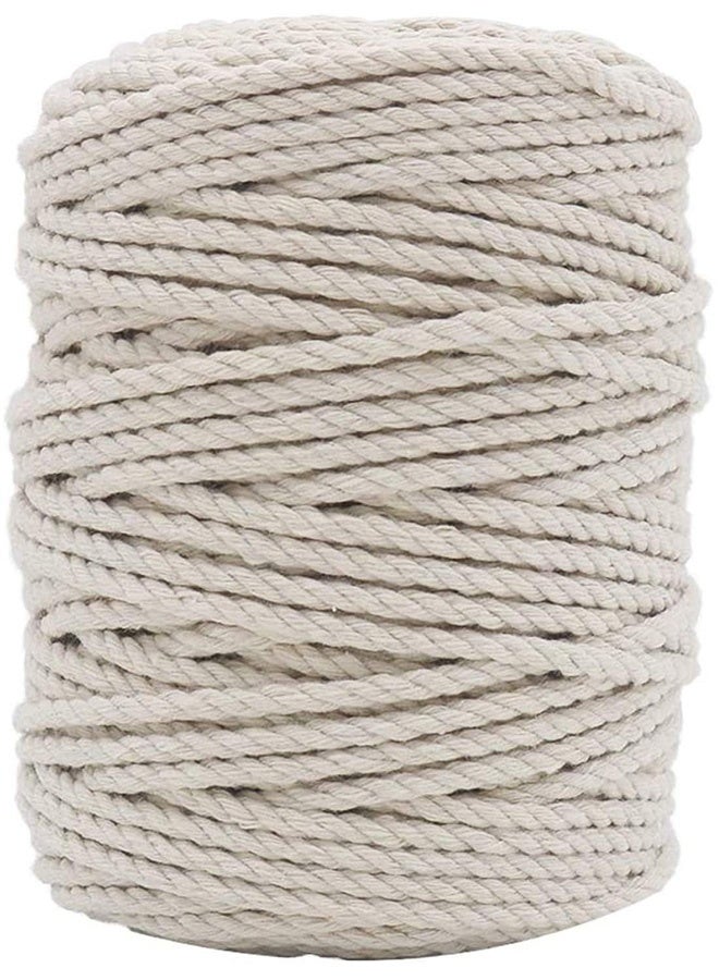 Peachjoy حبل ماكرامي، 4 مم 165 قدم حبل قطن ماكرامي لتعليق النباتات وزخارف الجدران والحرف اليدوية (بيج) - Image 1