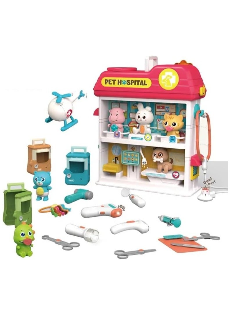 Nano Classic Children Pretend Play Doctor Game set Animals Pet House Cage Set Hospital Toy For Kids  - Image 1