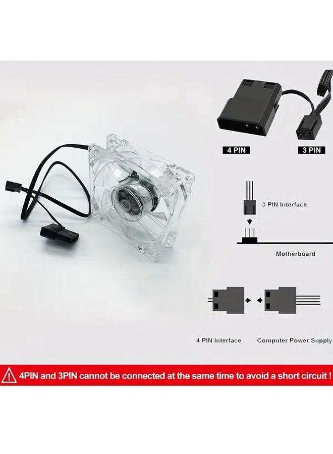 3 15 Inch LED Color Changing Transparent Desktop Computer Case Fan RGB CPU Cooling - Image 4