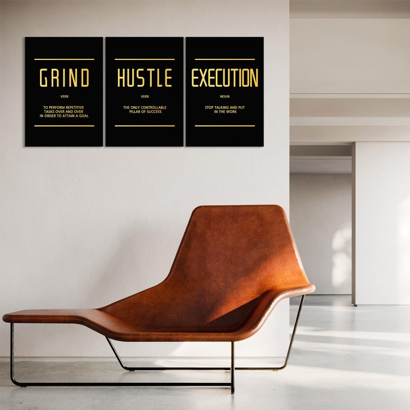 Kawahone Canvas Painting Wall Art Art Wall Art Grind Grind Hustle Execute Inspirational Print Print Evention Laxfation Gallery Artwork for Office Room and Bedroom Decor - Image 1