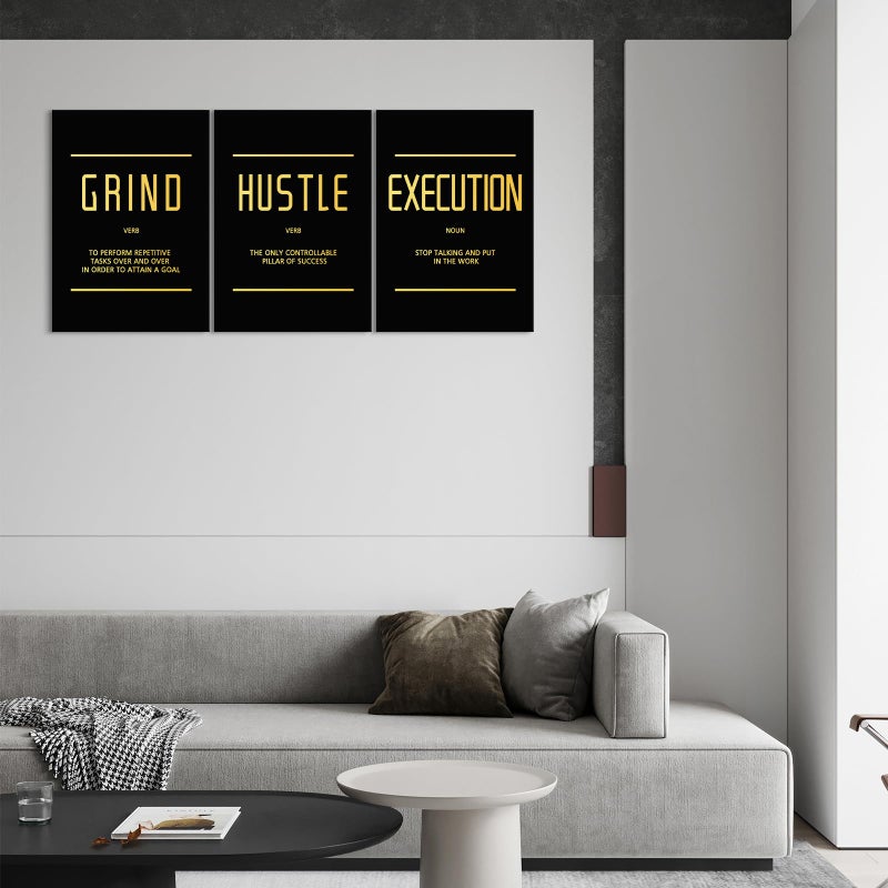 Kawahone Canvas Painting Wall Art Art Wall Art Grind Grind Hustle Execute Inspirational Print Print Evention Laxfation Gallery Artwork for Office Room and Bedroom Decor - Image 3