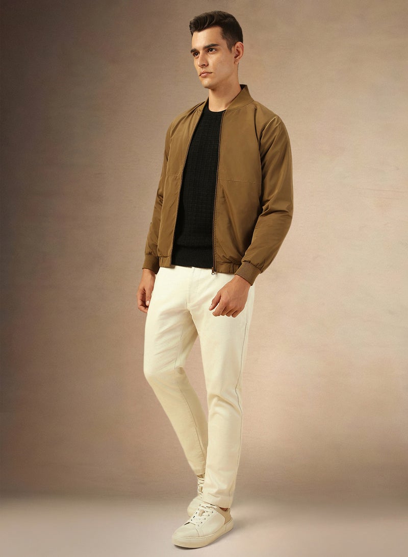 Dennis Lingo Men Stand Collar Solid Casual Bomber Jacket - Image 5