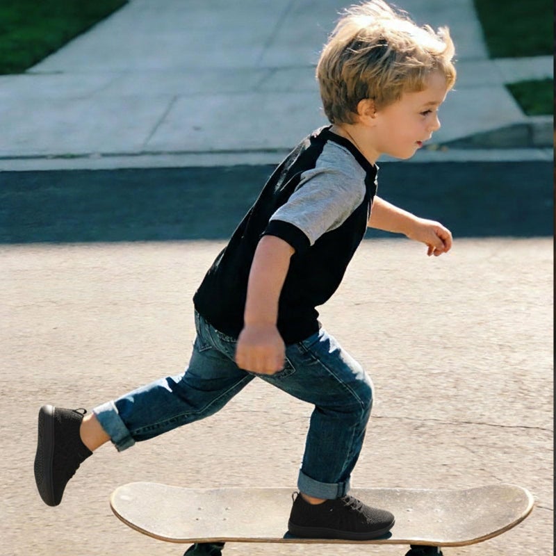 JOINFREE Toddler Shoes Boys Girls Wide Barefoot Walking Shoe Kids Minimalist Sneakers Breathable Toddler Walking Zero Drop Tennis Black Size 8 - Image 2