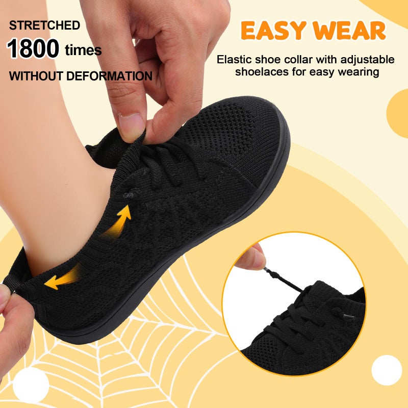 JOINFREE Toddler Shoes Boys Girls Wide Barefoot Walking Shoe Kids Minimalist Sneakers Breathable Toddler Walking Zero Drop Tennis Black Size 8 - Image 5