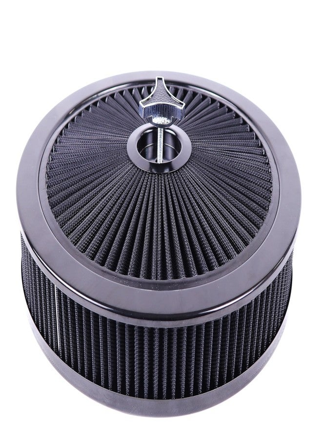 JGhyperX Round 14"x3" Air Cleaner Filter Assembly Kit Compatible with GMC Chevy Ford Chryler Dodge V8 Black 5-1/8" Carb Neck w/Flow-Thru Lid High Flow Chrome 4330ABK - Image 1