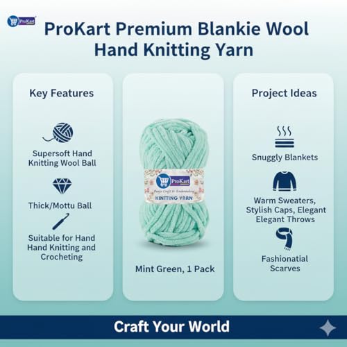 ProKart Premium Blankie Wool, Plush & Cuddly, Chenille Yarn Supersoft Hand Knitting Wool Ball | Blanket Thick/Mottu Yarn Ball Suitable for Hand Knitting and Crocheting (Mint Green, 100gms x 4 Pack) - Image 3