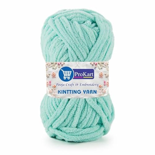 ProKart Premium Blankie Wool, Plush & Cuddly, Chenille Yarn Supersoft Hand Knitting Wool Ball | Blanket Thick/Mottu Yarn Ball Suitable for Hand Knitting and Crocheting (Mint Green, 100gms x 4 Pack) - Image 1