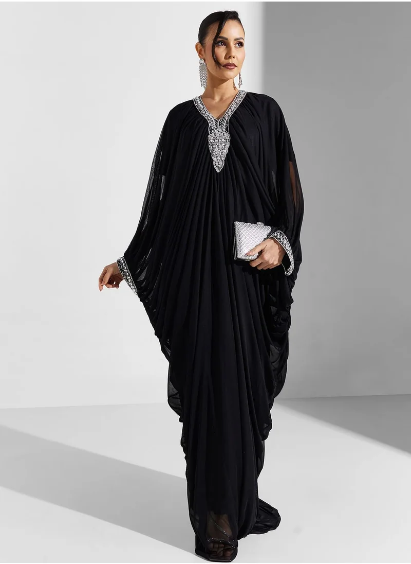 Khizana Kaftan With Embellished Neckline