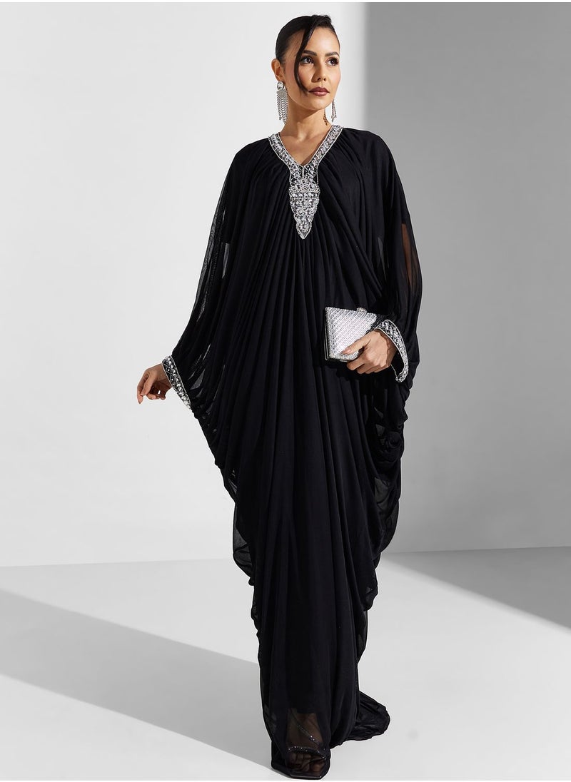 Khizana - Kaftan With Embellished Neckline - Image 1