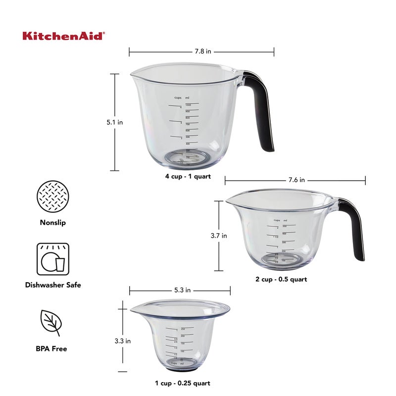 KitchenAid طقم كيتشن إيد KQ298OSOBA من 3 أكواب قياس، أونيكس - Image 2