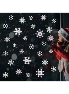 بينك بلوم 72 قطعة من ملصقات الحائط ثلاثية الأبعاد على شكل رقاقات ثلج من بينك بلوم، بيضاء لامعة، ملصقات جدارية ثلاثية الأبعاد على شكل رقاقات ثلج لشتاء بلاد العجائب، عيد الميلاد المتجمد، غرفة الأطفال، نافذة عرض فنية جدارية للديكور  - Image 3