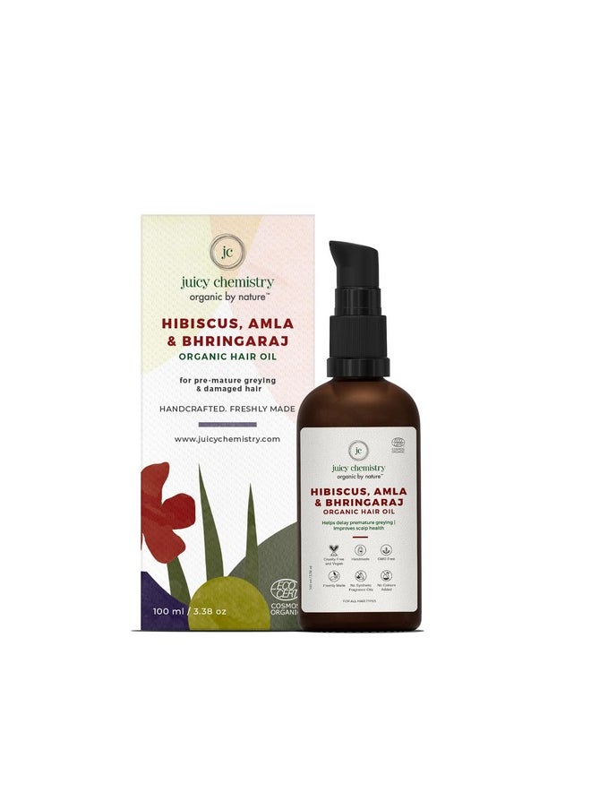 Juicy Chemistry Hibiscus Amla & Bhringaraj Fortifying Hair Oil, 100 ml | Natural Ayurvedic Formulation with Clinically Proven 10-Herb Oil Blend | Strengthens Roots, Reduces Hair Fall & Breakage | Cruelty Free & Vegan - pzsku/ZD22E7CCBD182FF1043C6Z/45/_/1736426739/8d1a9842-b60a-4ff1-bb96-333a2bfe6106