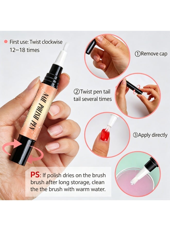 6Pcs Water Based Nail Polish Pen Set, Shimmer Pearlescent Nail Art Pens, Air Dry Nail Polish Marker, No UV Lamp Needed Portable DIY Manicure Nail Decorations Kit - Image 3