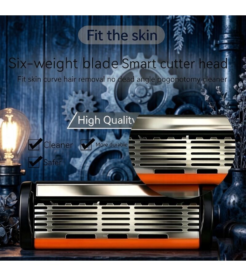 12 Blades 1 Handle Mens Manual Shaving Kit Replaceable Heads Anti Slip Stainless Steel Travel Trimmer - Image 5