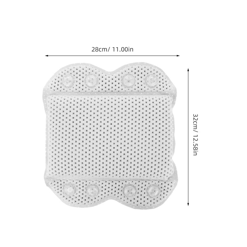 White PVC Foam Bathtub Pillow with Suction Cups Anti Slip Headrest for Home Hotel Spa - Image 3