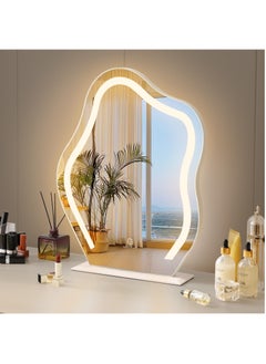 XiuWoo 43*55cm Vanity Mirror with Lights Irregular Cute Cloud Lighted Makeup Mirror with Dimmable 3 Light Modes Esthetics Hollywood Mirror for Tabletop Bedroom Beauty Salon,White  - Image 2