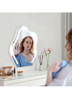 XiuWoo 43*55cm Vanity Mirror with Lights Irregular Cute Cloud Lighted Makeup Mirror with Dimmable 3 Light Modes Esthetics Hollywood Mirror for Tabletop Bedroom Beauty Salon,White  - Image 3