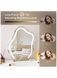XiuWoo 43*55cm Vanity Mirror with Lights Irregular Cute Cloud Lighted Makeup Mirror with Dimmable 3 Light Modes Esthetics Hollywood Mirror for Tabletop Bedroom Beauty Salon,White  - Image 5
