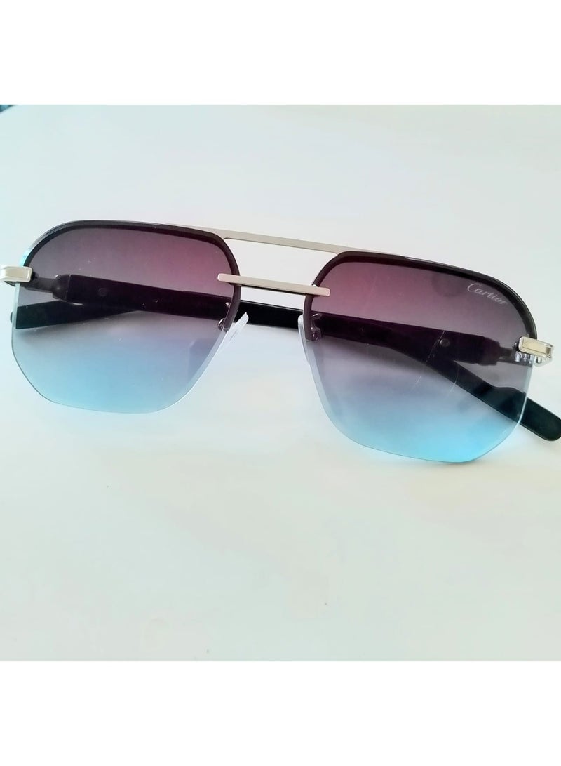 Purple Gradient Aviator Sunglasses | Lightweight Metal Frame | UV Protection | Unisex Fashion Eyewear - Image 1