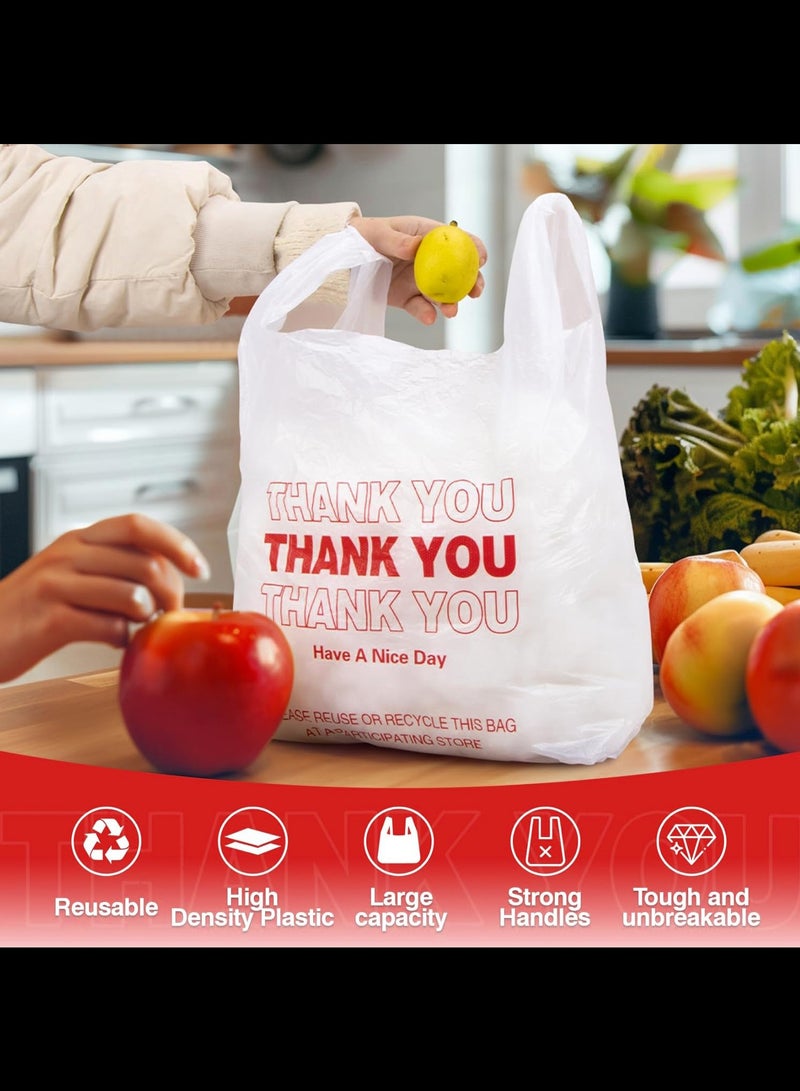 Plastic Bags, 50 Count Thank You Bags, Plastic Bags With Handles For Shopping, Grocery, Plastic Bags For Small Business , Recyclable T Shirt Bags, White Plastic Bag,28x15x53cm - Image 4