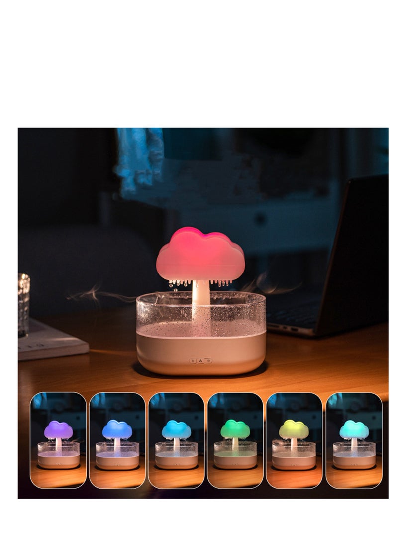 SYOSI - Humidifiers for Bedroom, White Noise Humidifier with Simulated Raindrop, Ultrasonic Humidification, Colorful Mushroom Cloud Night Light, Aromatherapy Humidifier, Essential Oil Diffuser - Image 1