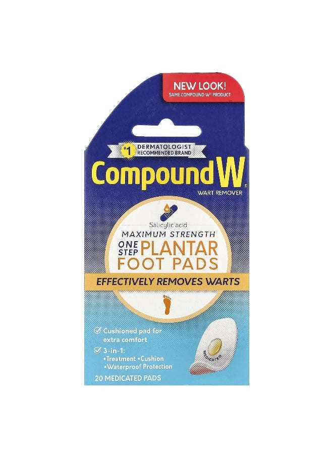Compound W Compound W, Wart Remover, One Step Plantar Foot Pads, Maximum Strength, 20 Medicated Pads  - Image 1