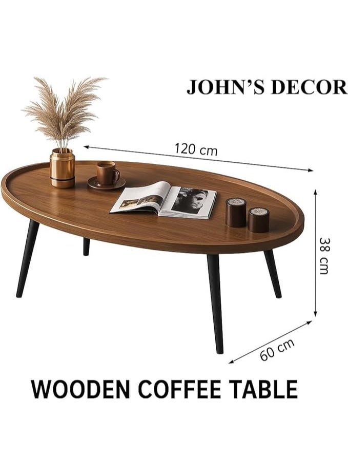 Wooden Oval Coffee Table – Stylish Industrial Nesting Tables for Living Room & Apartment - Image 2