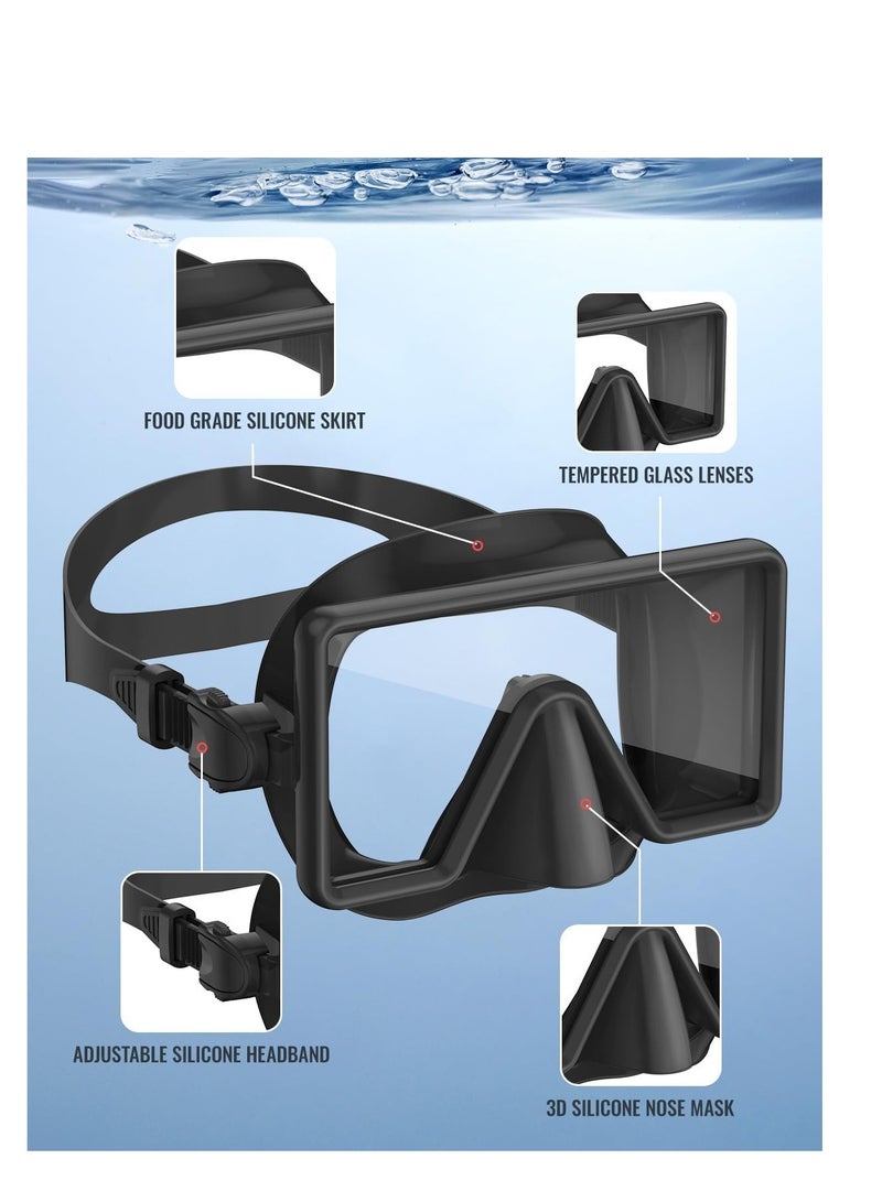 SYOSI Snorkel Mask Anti-Fog Anti Leakage Panoramic Diving Mask Tempered Glass Shatterproof Swim Mask Anti-Glare Scuba Swim Goggles for Adults and Teenager - Image 3