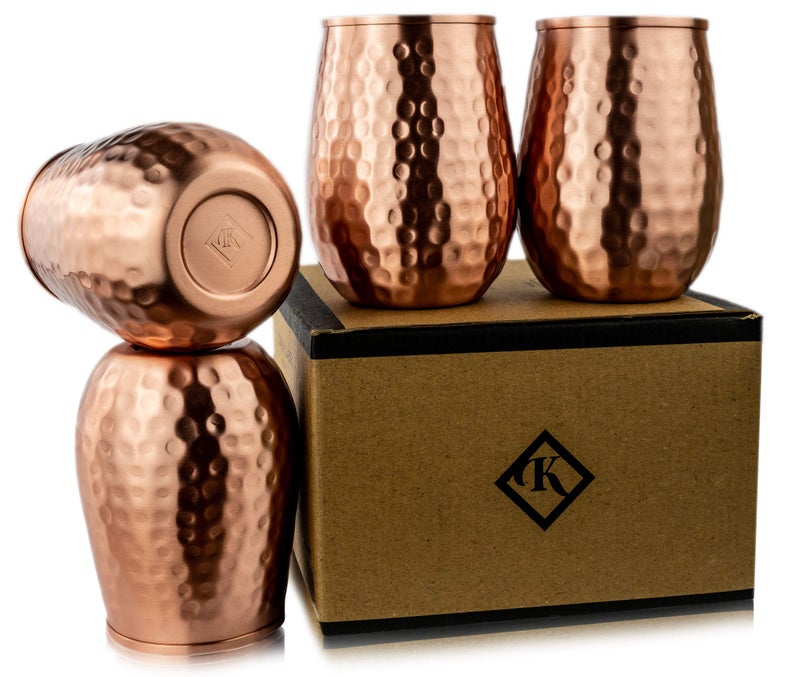 Kosdeg Copper Cups - 16 Oz Set of 4 - Unique Way to Enjoy Wine - Perfect Pure Tumbler for Water - Better Than Glasses or Plastic - Moscow Mule Cup for Drinking - Image 1