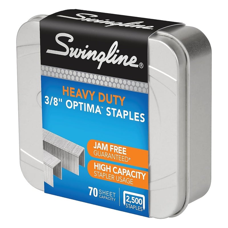 Swingline Staples, Premium High Capacity for Desktop Staplers, 3/8" Length, 125/Strip, 2500/Box, Jam Free, Optima (35550) - Image 1