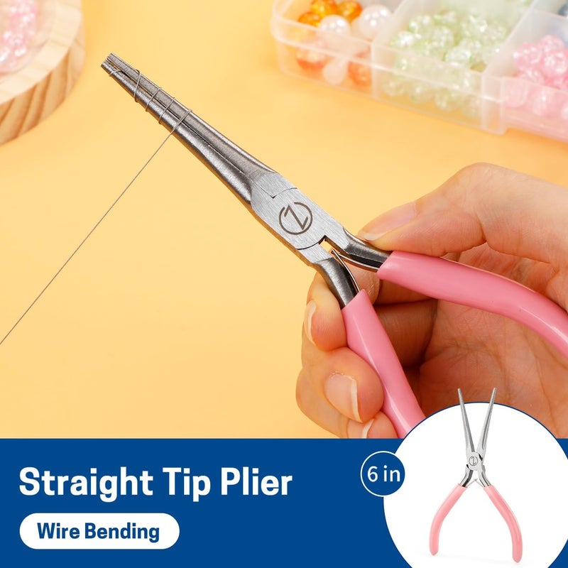 VISEMAN 6" Mini Needle Nose Pliers with Comfort Grip Handles, 2PCS Long Nose Pliers Set for Handmade Craft, Pink - Image 5