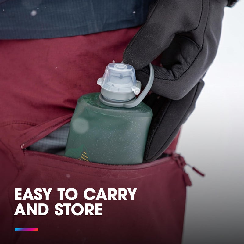 HydraPak Stow Collapsible Water Bottle â€“ 1L â€“ Ultralight, Leak-Proof, BPA-Free, Filter Compatible Travel & Hiking Flask - Sage Green - Image 3