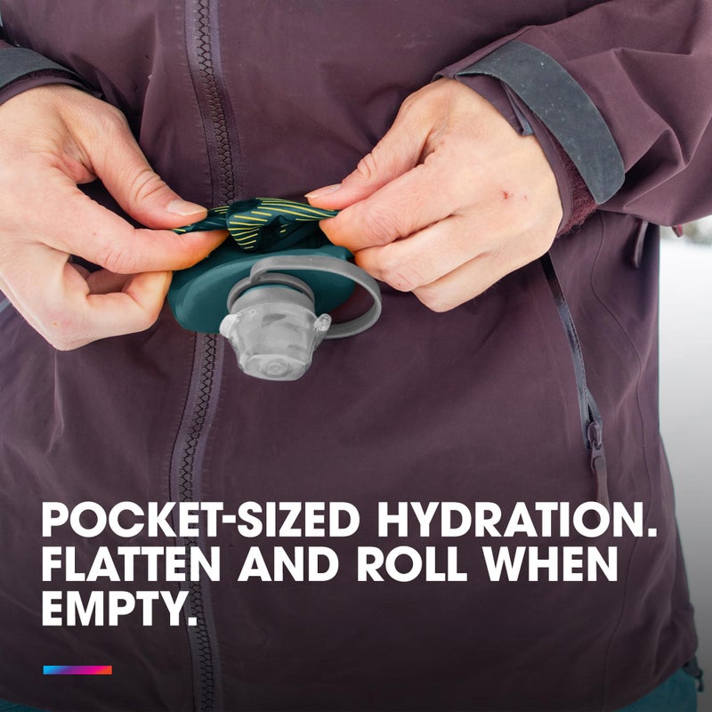 HydraPak Stow Collapsible Water Bottle â€“ 1L â€“ Ultralight, Leak-Proof, BPA-Free, Filter Compatible Travel & Hiking Flask - Sage Green - Image 4