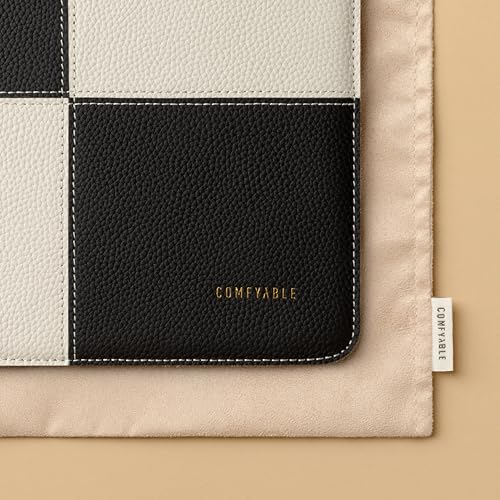 Comfyable حافظة لابتوب مريحة 13 بوصة متوافقة بدقة مع ماك بوك إير M4 M3 2025 وماك بوك برو M2 M1 2022، غلاف واقي من الجلد الطبيعي، أسود وكريم - Image 3