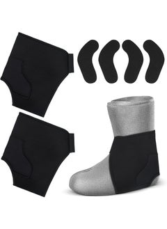 Syhood 2 Pcs Ski Snowboard Boot Fitting Liner Sleeves with 4 Pcs J Bar Fitting Pads Foam Padding Ankle Wrap Boot Liner Inserts to Reduce Heel Lift Ankle Blisters Size L