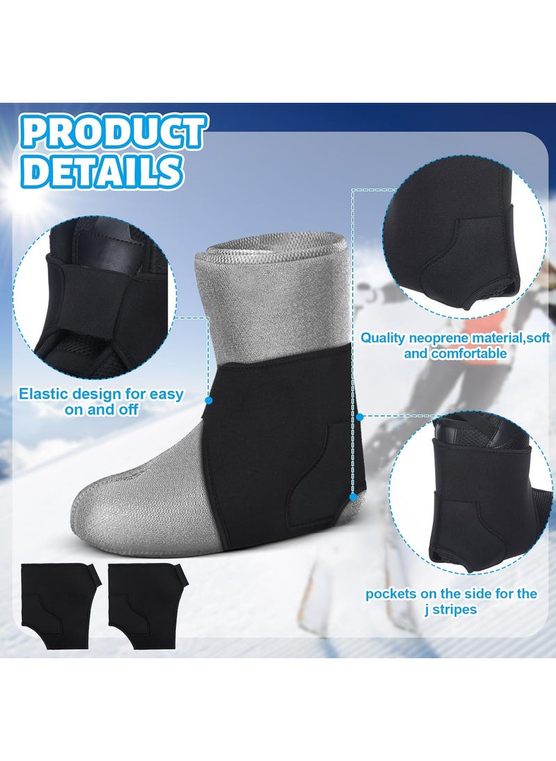 Syhood - Syhood 2 Pcs Ski Snowboard Boot Fitting Liner Sleeves with 4 Pcs J Bar Fitting Pads Foam Padding Ankle Wrap Boot Liner Inserts to Reduce Heel Lift Ankle Blisters Size L - Image 1