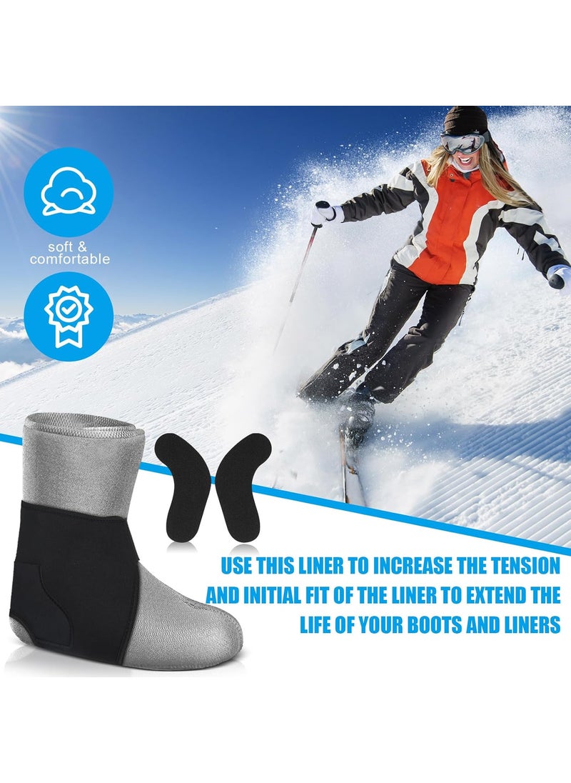 Syhood - Syhood 2 Pcs Ski Snowboard Boot Fitting Liner Sleeves with 4 Pcs J Bar Fitting Pads Foam Padding Ankle Wrap Boot Liner Inserts to Reduce Heel Lift Ankle Blisters Size L - Image 1