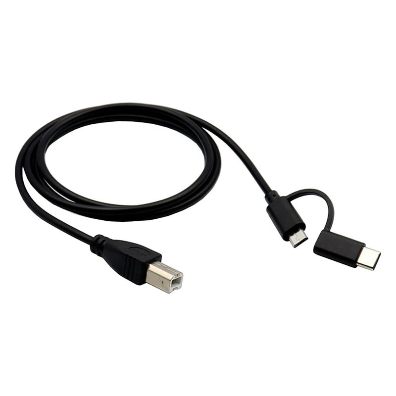 USB + Type C Male to USB B Male Date Line Cable Portable Printer Electronic Organ Connection Cord - Image 1