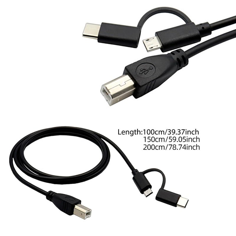 USB + Type C Male to USB B Male Date Line Cable Portable Printer Electronic Organ Connection Cord - Image 5