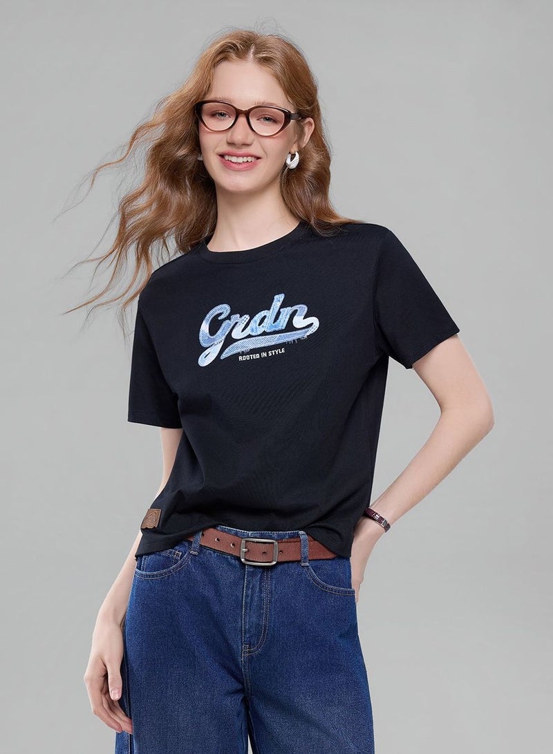 GIORDANO Women Boyfriend Cotton Graphic Tee - Image 1