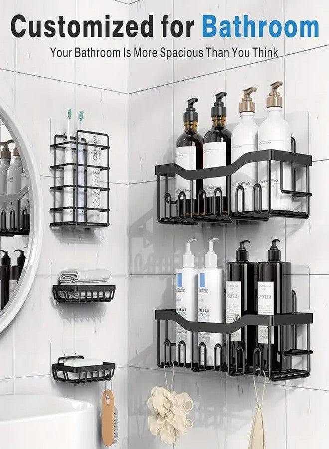 KYMIO Self Adhesive Bathroom Shelf/Bathroom Organiser Without Drill/Stainless Steel Bathroom Shelf Rack with Aluminium Railing/Kitchen Stand (Pack of 2) - Image 2