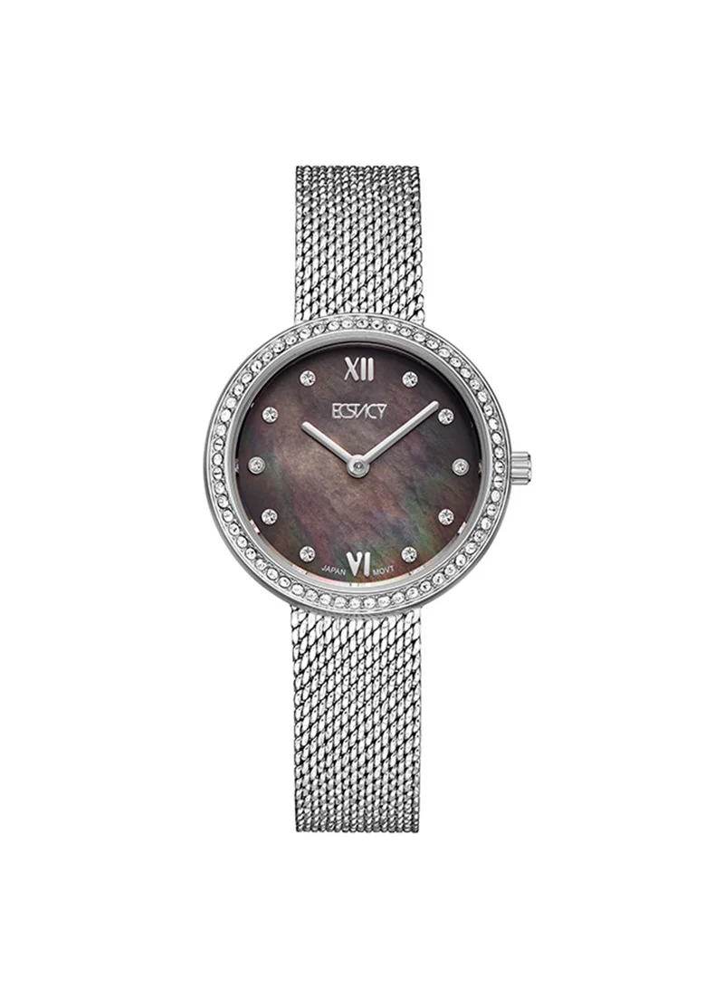 ECSTACY Women's Analog Round Shape Stainless Steel Wrist Watch E20506-SMSMB - 28 Mm