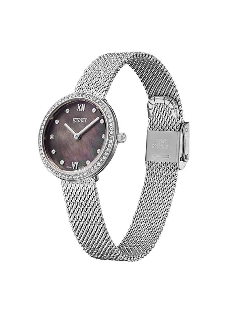 ECSTACY Women's Analog Round Shape Stainless Steel Wrist Watch E20506-SMSMB - 28 Mm