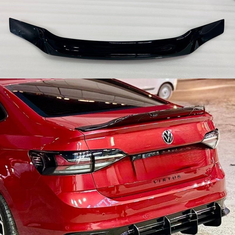 AUTO MT جناح خلفي لسيارة VW Virtus Slavia من ABS بجودة عالية، لتحسين الديناميكية الهوائية والمظهر الرياضي لسيارتك باللون الأسود اللامع - Image 1