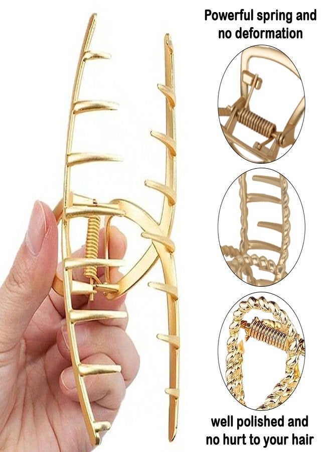 kapimo 2 Pcs Big Hair Claw Clips for Women Girls Gold Matte Metal Clutcher Hairclips Strong Grip for Thick Long Hair Secure Hold (Gold Matte) - Image 4