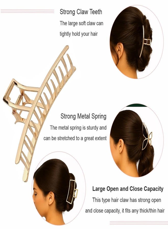 kapimo 2 Pcs Big Hair Claw Clips for Women Girls Gold Matte Metal Clutcher Hairclips Strong Grip for Thick Long Hair Secure Hold (Gold Matte) - Image 3